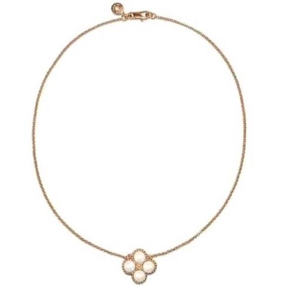 New Tory Burch Gold , Four Pearl Clover 18 in. Necklace - Picture 4 of 7